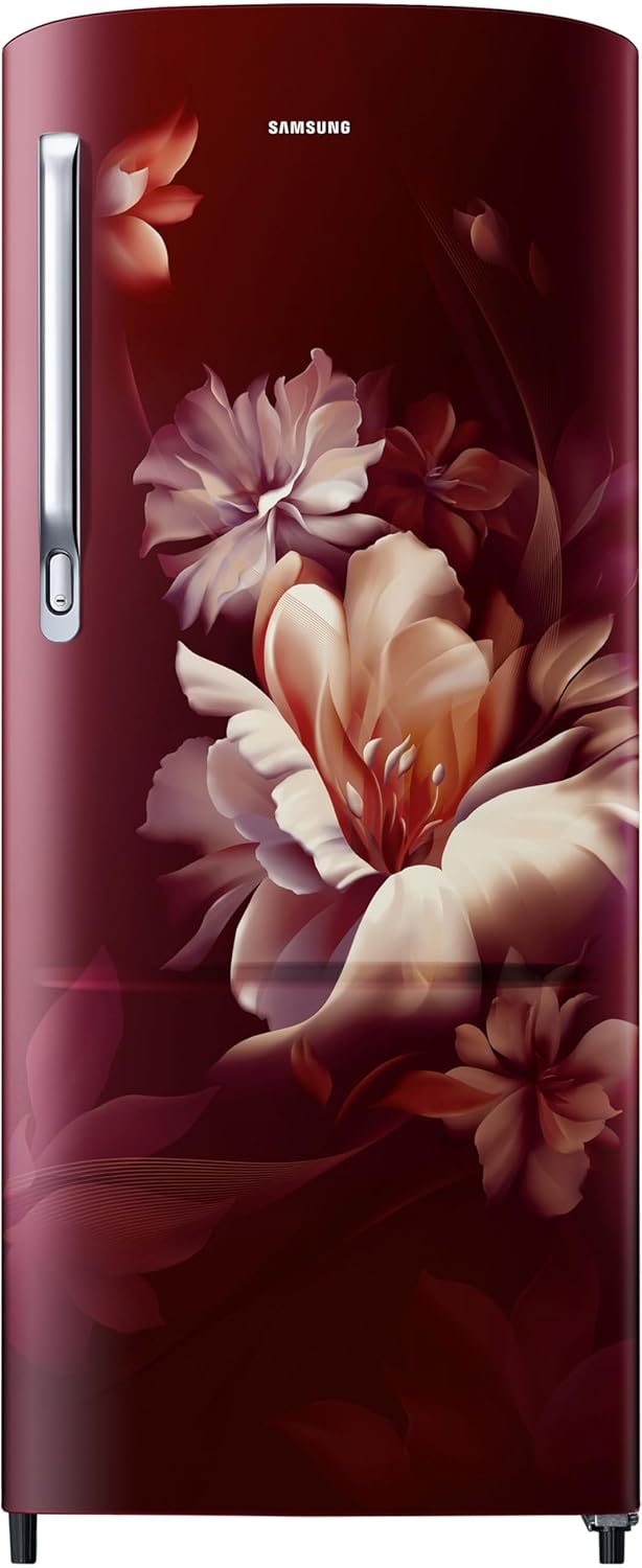 Samsung 183 L, 3 Star, Digital Inverter, Direct-Cool Single Door Refrigerator (RR20D2723RZ/NL, Midnight Blossom Red)