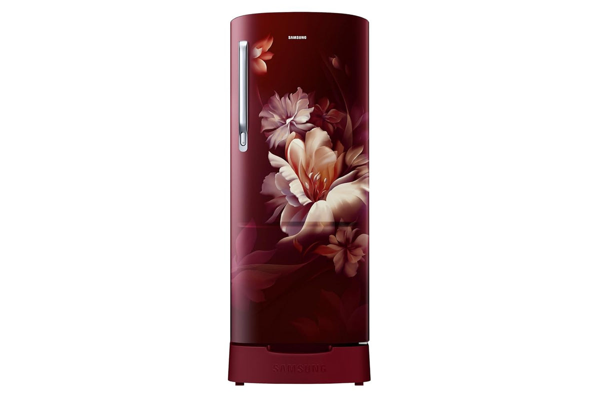 Samsung 183 L, 3 Star, Digital Inverter, Direct-Cool Single Door Refrigerator (RR20H2823RZ/NL, Midnight Blossom Red, Base Stand Drawer, Single Touch Defrost, 2026 Model)