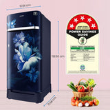 Samsung 189L 5 Star, Inverter, Direct-Cool Single Door Refrigerator (RR21C2H25UZ/HL,Midnight Blossom Blue) Base Stand Drawer