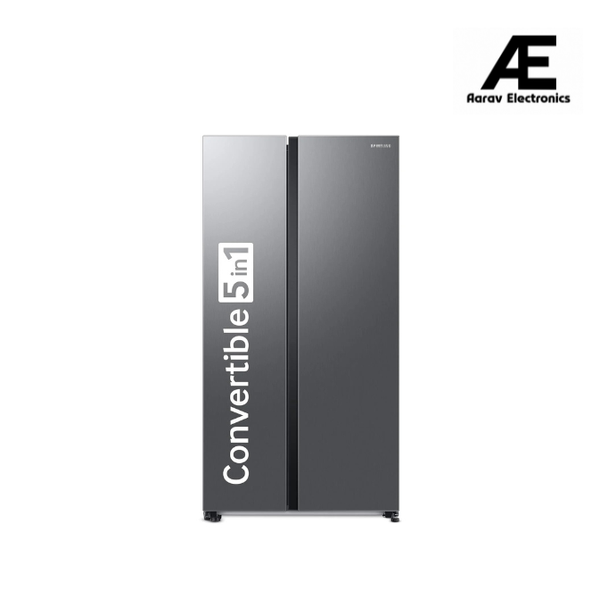 Samsung 653 L, 2 Star, Frost Free, Double Door, Convertible 5-in-1 Digital Inverter, Side By Side Refrigerator (RS76CG80X0S9HL, Silver, Refined Inox)