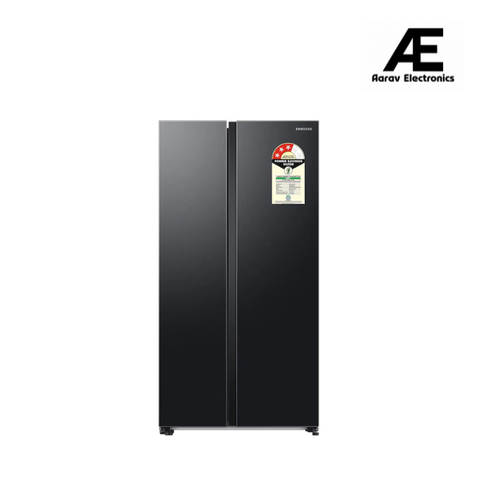 Samsung 653 L, 3 Star, Frost Free, Double Door, Convertible 5-in-1 Digital Inverter, Side By Side AI Enabled Smart Refrigerator with WiFi (RS76CG8103B1HL, Black Matte/Black DOI)