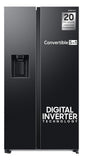 Samsung 633 L, 3 Star, Frost Free, Double Door, Convertible 5-in-1 Digital Inverter, Side By Side Refrigerator with AI, WiFi &amp; Water &amp; Ice Dispenser (RS78CG8543B1HL, Black Matte)
