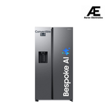 Samsung 633 L, 3 Star, Frost Free, Double Door, Convertible 5-in-1 Digital Inverter, Side By Side Refrigerator with AI, WiFi &amp; Water &amp; Ice Dispenser (RS78CG8543S9HL, Silver, Refined Inox)