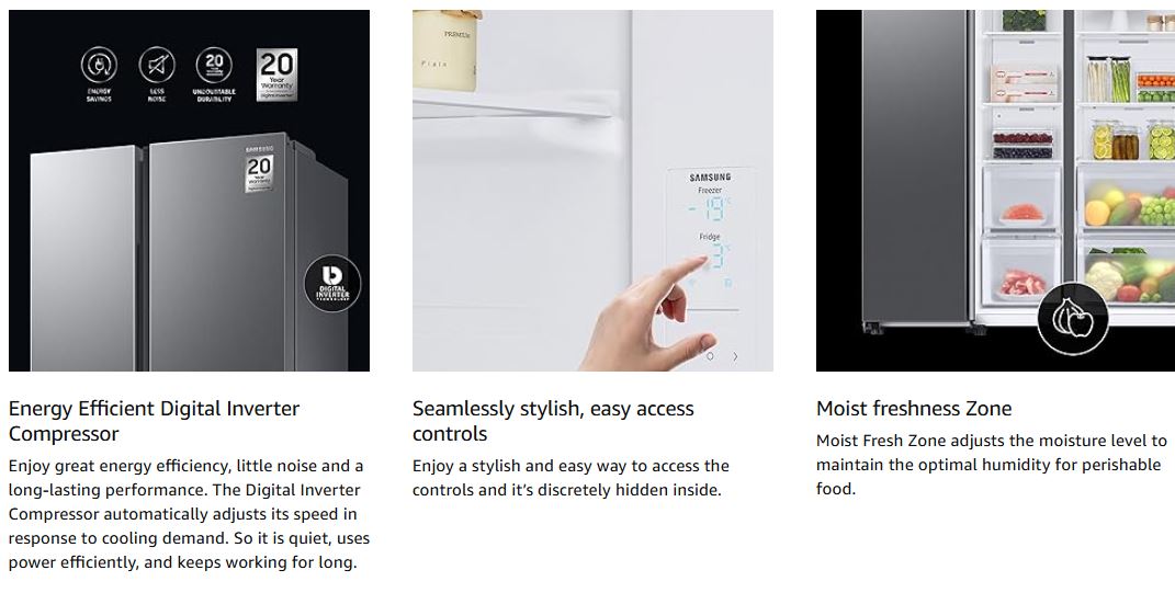 Buy Samsung 633L Side by Side Refrigerator RS78CG8543SLHL | Aarav