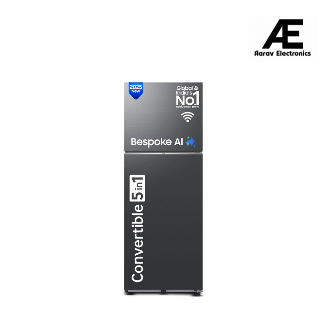 Samsung 330 L, 3 Star, Convertible 5-in-1, Digital Inverter, Frost Free Double Door, WiFi Enabled Bespoke AI Refrigerator (RT34DG5A4DB1HL, Black Matte, Black)
