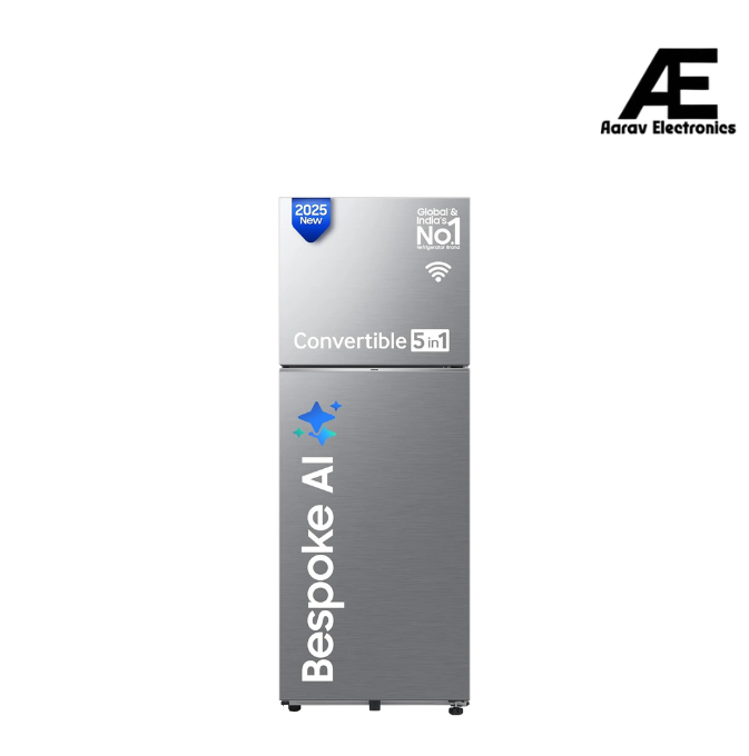 Samsung 419 L, 2 Star, Convertible 5-in-1, Digital Inverter, Frost Free Double Door, Bespoke AI WiFi Enabled Refrigerator (RT45DB6A4B22, Silver, Elegant Inox)