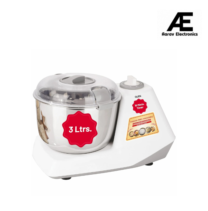 Glen Automatic Electric Atta Maker Machine, 3 Litre, 650W, Dough Kneader, Dough Mixer with Large Stainless Steel Bowl with Lid (3032 DM)