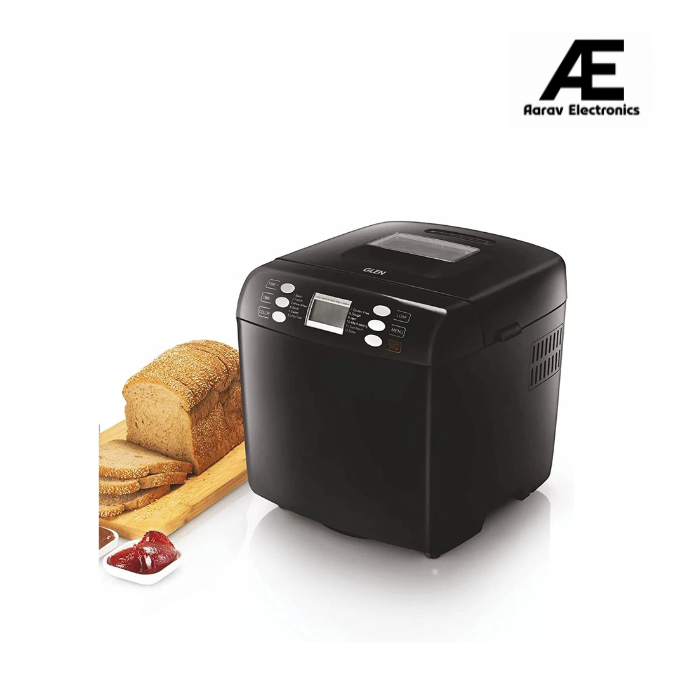 Glen Bread Maker &amp; Atta Kneader Machine, 700-900gm, Fully Automatic, With Time Delay Start &amp; 12 Pre-Set Functions, Non-Stick Baking Pan, 3 Crust Setting, Electronic Controls, 550W-Black(3039)