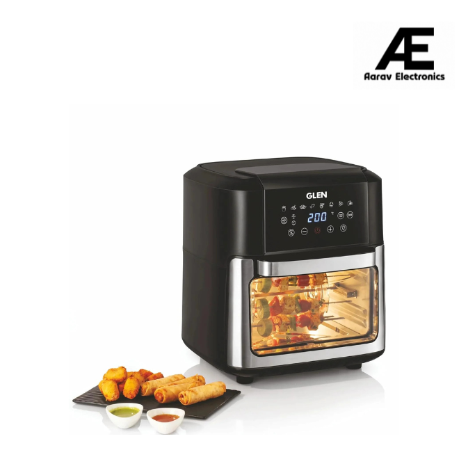 Glen Digital Air Fryer Oven for Home, 12 Litre, 2000W, 8 Preset Function, Rotisserie, Digital Display &amp; Controls, Airfryer to Dehydrate, Bake, Roast, Toast with Less Oil, 8 Accessories (SA-3040DSS)