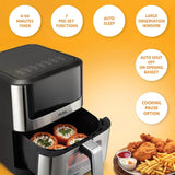 Glen Digital Air Fryer, 6 Litre, 1500W, Digital Controls with 7 Pre-Set Menus, Adjustable 60-Minute Timer, Temperature Control, Fry, Grill, Roast &amp; Bake with Less Oil, Large - Black (SA-3043DSS)
