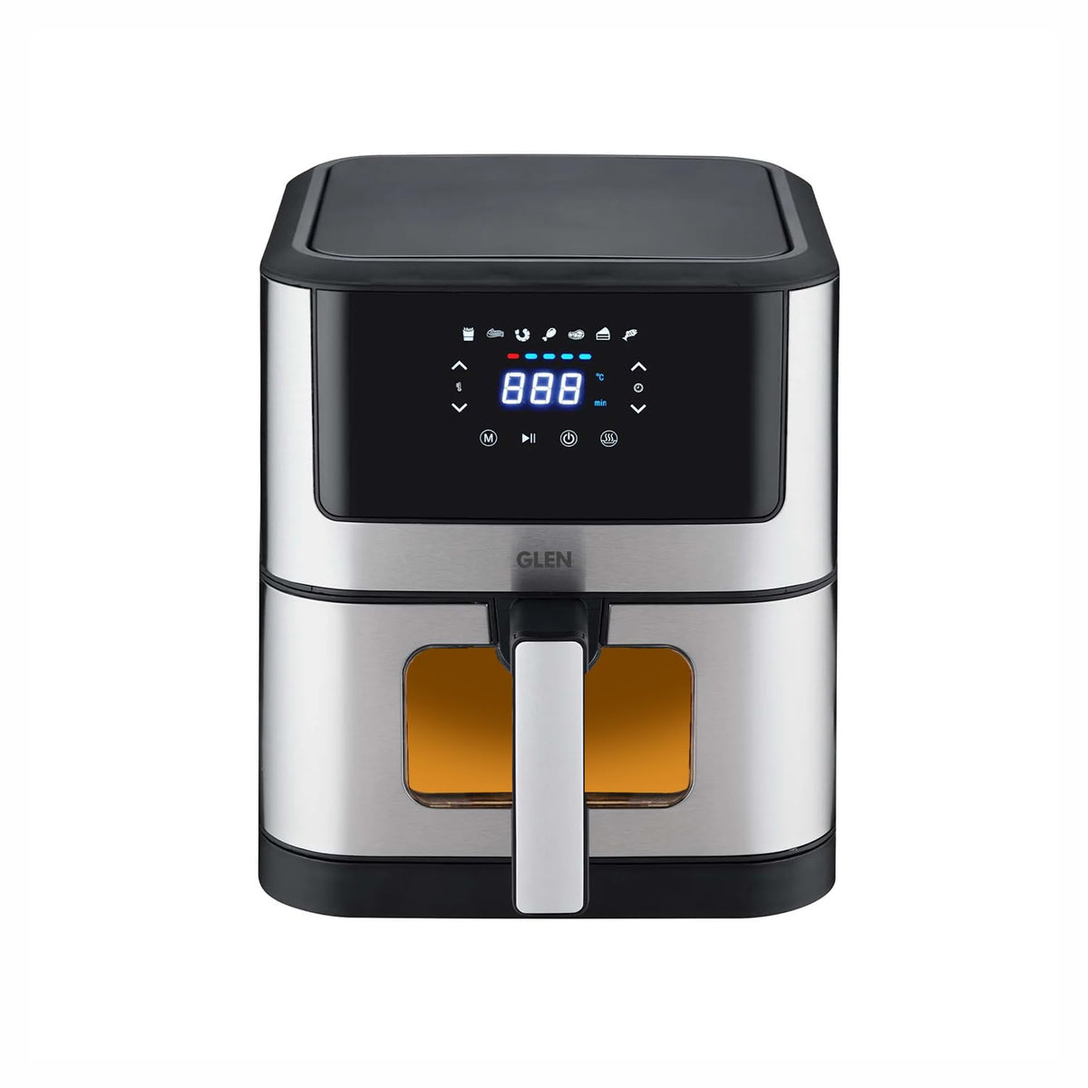 Glen Digital Air Fryer, 6 Litre, 1500W, Digital Controls with 7 Pre-Set Menus, Adjustable 60-Minute Timer, Temperature Control, Fry, Grill, Roast &amp; Bake with Less Oil, Large - Black (SA-3043DSS)