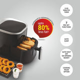 Glen Digital Air Fryer, 3.5 Litre Airfryer 1300W with 7 Pre-Set Functions, Auto Sleep, Digital Controls, Timer &amp; Temperature Control, Bake, Fry, Roast &amp; Grill with Less Oil, Medium - Black SA-3044DBL