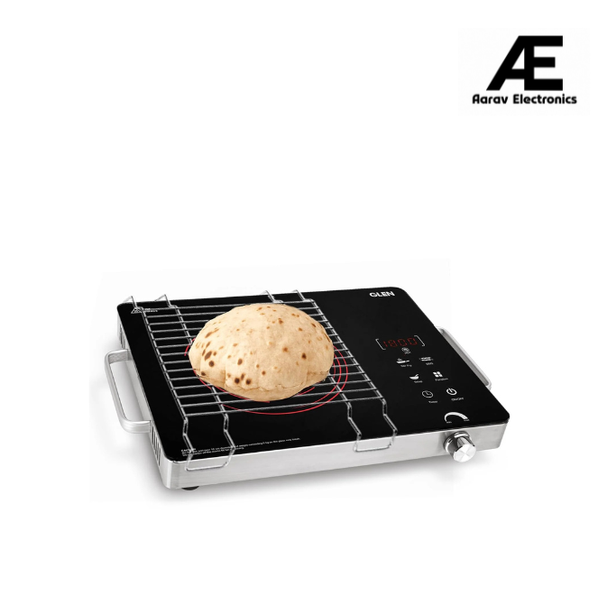Glen 2200W Infrared Cooktop Stoves with Grill Rack for Barbecue, 4 Preset Cooking Modes, Crystal Glass Plate, Digital Display, Touch Control, Infrared Chulha Hot Plate (SA-3072IR)