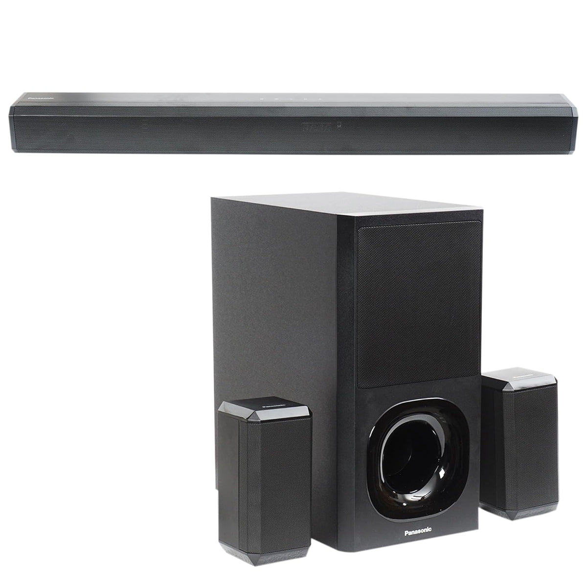 Panasonic SC-HTS400GWK 5.1 Ch Sound Bar with 3D Surround Sound 400W Dolby Digital Plus Tpuch Control (150W+50W*3,&amp; 50W*2),BT 5.3, USB,HDMI ARC,Optical,Aux with Remote Control &amp;Display
