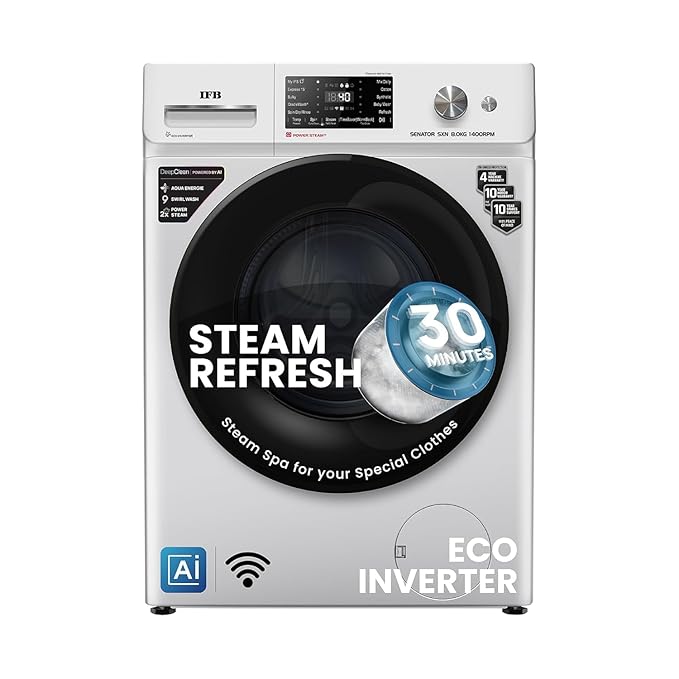 IFB 8 Kg 5 Star Front Load Washing Machine 2X Power Steam (SENATOR SXN 8014K CMS, 1400 RPM, 2024 Model, Rich Silver, Touch Control + Knob In-built Heater, 4 years Comprehensive Warranty)