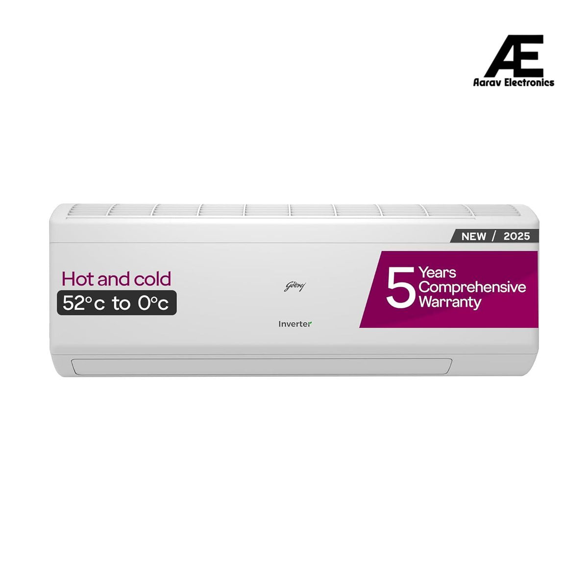 Godrej 1.5 Ton 3 Star, Hot &amp; Cold, 5 Years Comprehensive Warranty, Inverter Split AC (Copper, 2025 Model, 5-In-1 Convertible, AC 1.5T SIH 18ITC3 WYC, White)