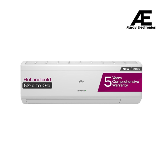 Godrej 1.5 Ton 3 Star, Hot &amp; Cold, 5 Years Comprehensive Warranty, Inverter Split AC (Copper, 2025 Model, 5-In-1 Convertible, AC 1.5T SIH 18ITC3 WYC, White)