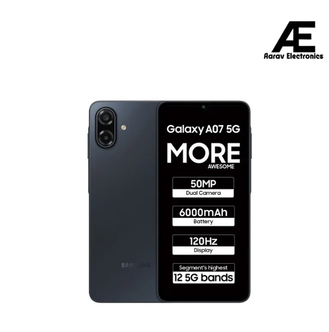 Samsung Galaxy A07 5G (4GB RAM, 128GB Storage) | MediaTek Dimensity 6300 | 6000mAh Battery | 120Hz Display | Black