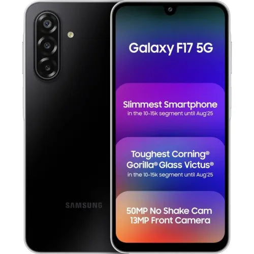 Samsung Galaxy F17 5G (8GB RAM / 128GB Storage) 6x OS Upgrades | AMOLED Display | Corning Gorilla Glass Victus & IP54 (Neo Black)