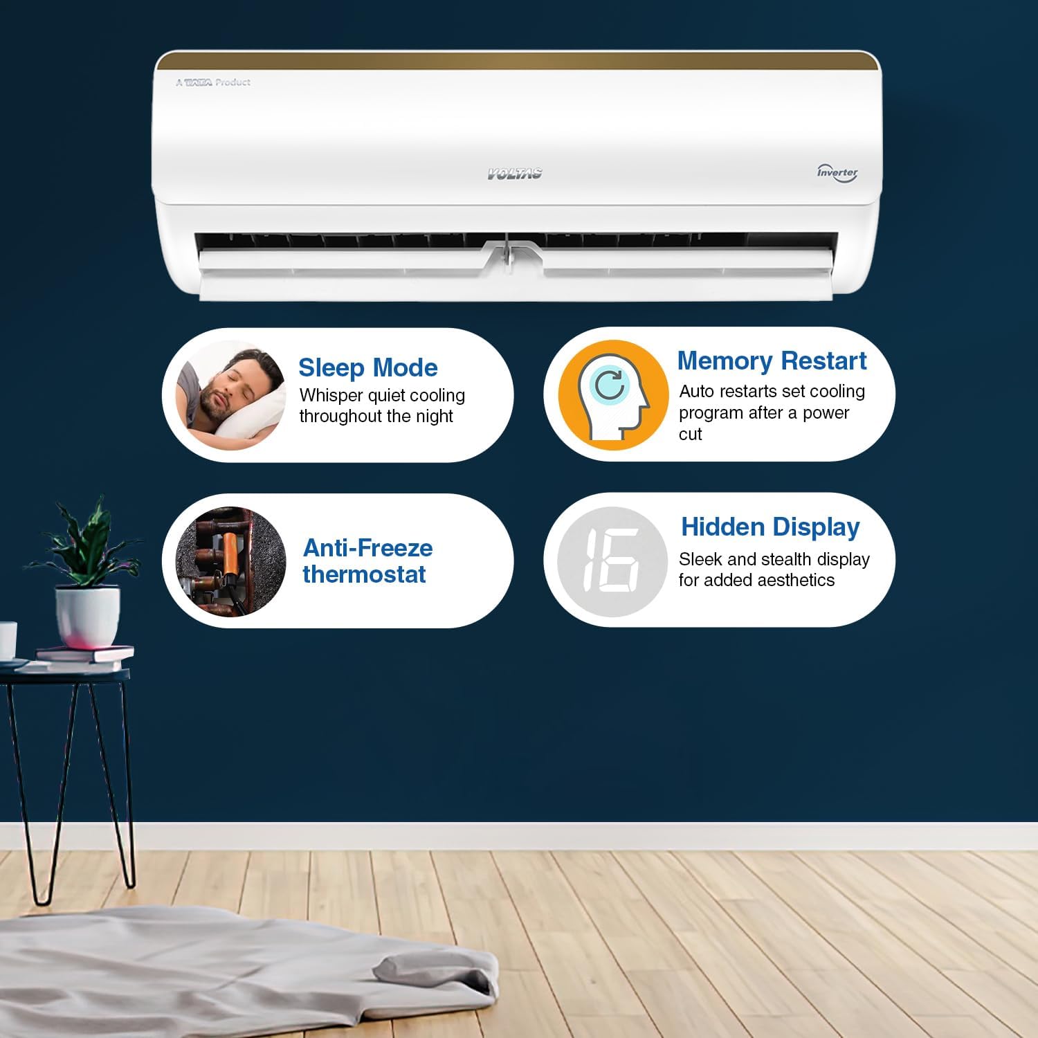 Smart Elite Voltas 1 Ton Inverter Split AC 125 V VERTIS SMART ELITE GOLD – Aarav ...