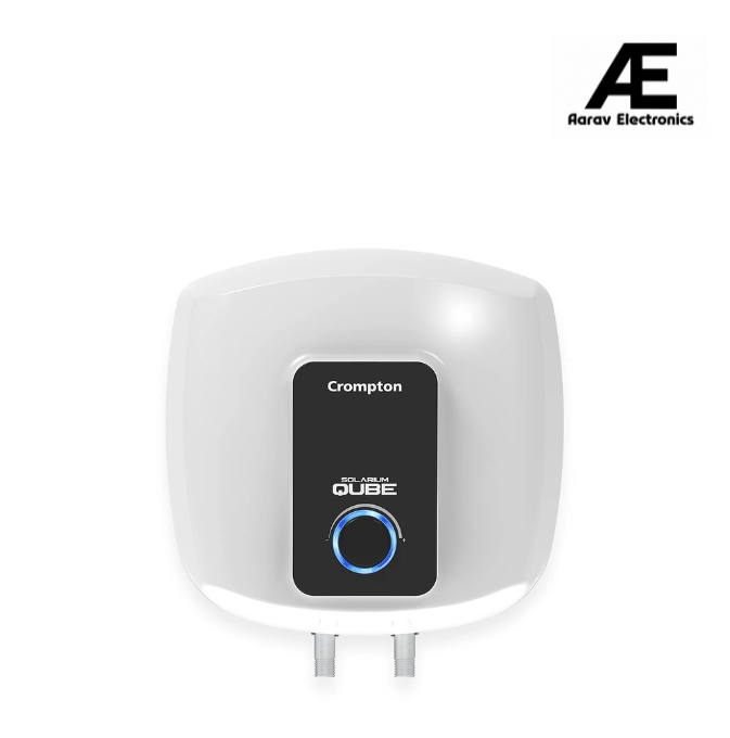 Crompton Solarium Qube 25-L 5 Star Rated Storage Water Heater (Geyser) with Free Installation and Connection Pipes (White and Black), Wall Mounting
