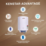Kenstar Star F 15 L Storage Water Geyser 4 Star with 2000W Copper Heating Element, 8 Bar Pressure, Thermal Cut-Off & Multi-Function Valve – White (Open box / without box)