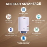 Kenstar STAR F 25L Storage Water Geyser, 4 Star Rated, Glass Lined Tank, 2000W (Open box / without box)