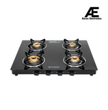 Faber Superia 4 Burner Built-In Gas Hob with Brass Burners, 6mm Toughened Black Glass, Automatic Battery Ignition, Triple Ring Dual Flame Burner – SUPERIA HT764 BR AI IN