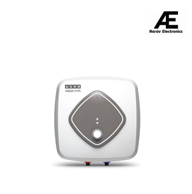 Usha Aqua Swirl 15 Litre 5 Star Storage Water Heater With Copper Heating Element (White Grey), Wall Mounting