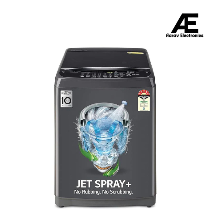 LG 10 Kg 5 Star Inverter TurboDrum Fully Automatic Top Loading Washing Machine Appliance (T10SJMB1Z, Jet Spray+, Smart Closing Door, Middle Black)