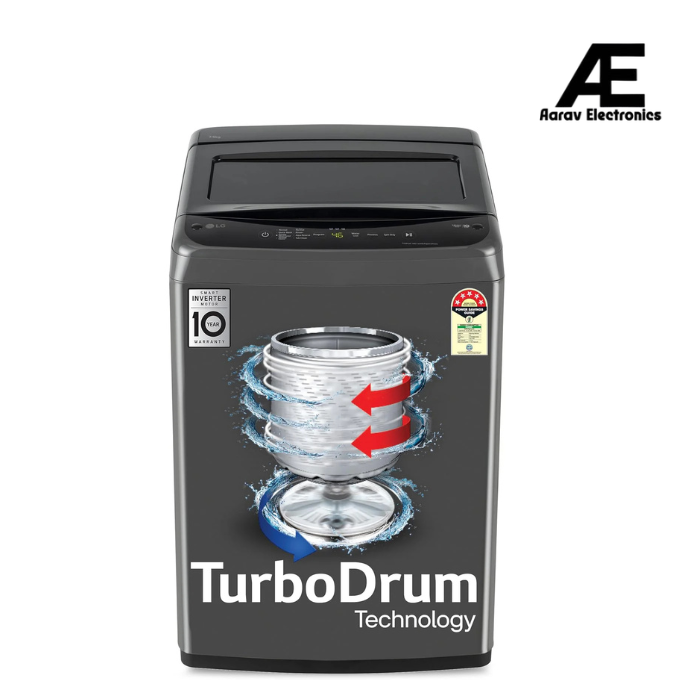 LG 7.5 Kg 5 Star Smart Inverter Technology Fully Automatic Top Load Washing Machine (T75VBMB1Z, Auto Prewash, Turbodrum, Stainless Steel drum, LED Display, Smart Diagnosis, Middle Black)