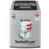 LG 8 Kg 5 Star Smart Inverter Technology TurboDrum Fully Automatic Top Loading Washing Machine (T80SKSF1Z, Smart Diagnosis, Digital Display, Middle Free Silver)