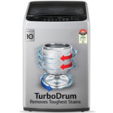 LG 8 Kg 5 Star Inverter TurboDrum Fully Automatic Top Loading Washing Machine Appliance (T80SPSF2Z, Waterfall Circulation, Smart Filter, Middle Free Silver)