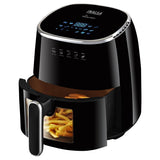 INALSA Air Fryer for Home|5.5 liter Capacity|Visible Window &amp; Internal Light|1600 W with Smart AirCrisp Technology|6-In-1 Appliance With 8 Preset Menu &amp; Digital Display (Tasty fry DW5.5) Black