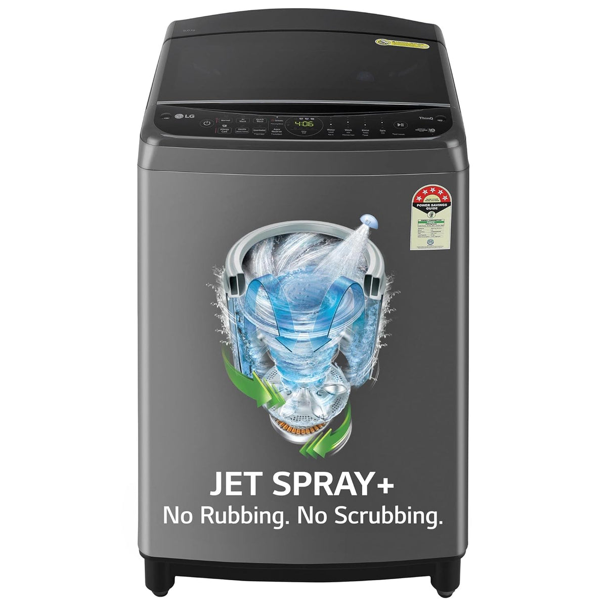 LG 9 Kg 5 Star Inverter Wi-Fi Fully-Automatic Top Loading Washing Machine Appliance (THD09NWM, Middle Black, AIDD Technology &amp; TurboWash)
