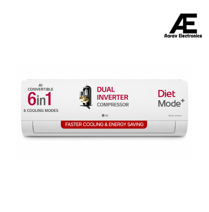 LG 2 Ton 3 Star DUAL Inverter Split AC (Copper, AI Convertible 6-in-1, Diet Mode+, Faster Cooling &amp; Energy Saving, 4 Way Swing, HD Filter with Anti-Virus Protection, US-Q24ENXE, White)