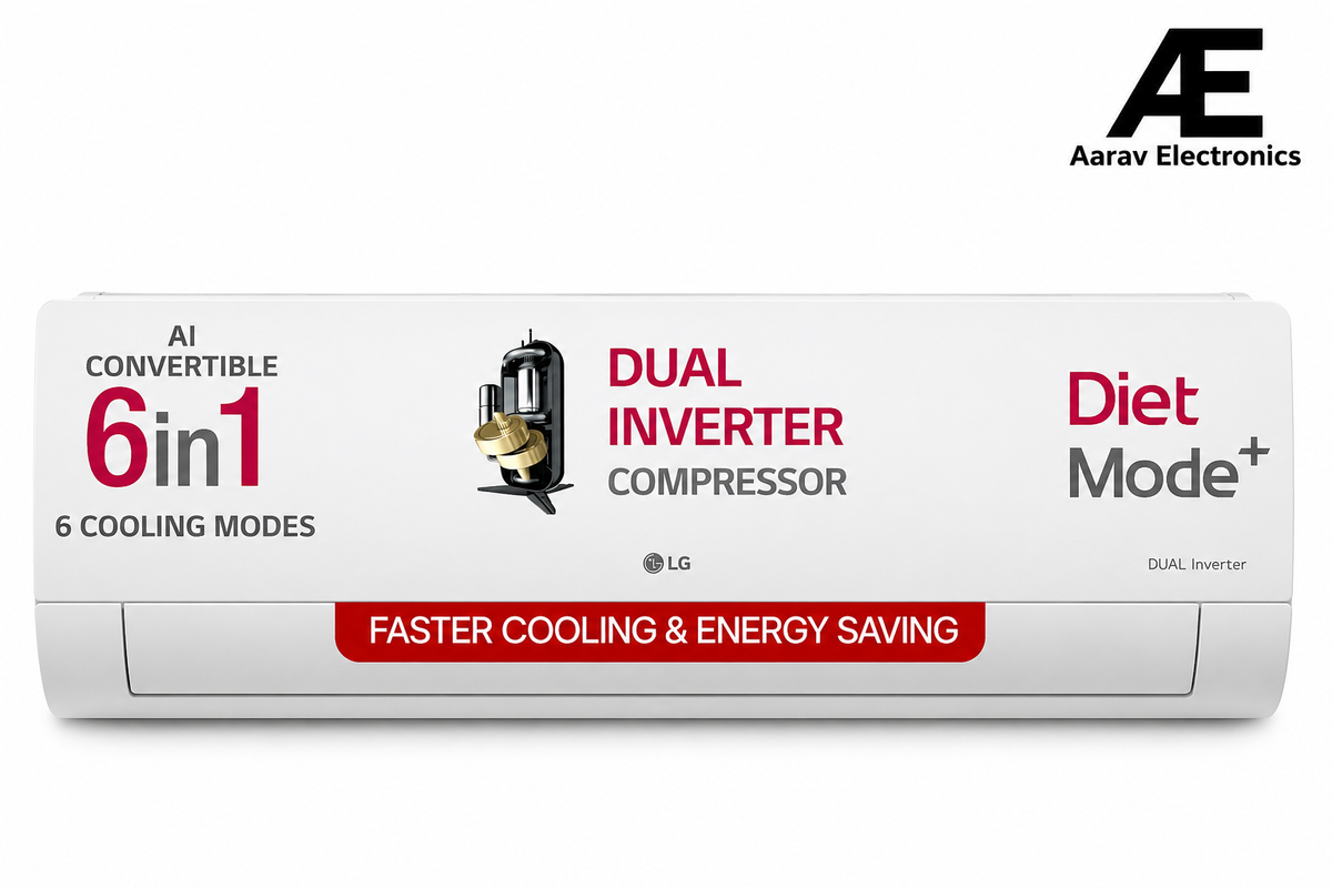 LG 2 Ton 3 Star DUAL Inverter Split AC (Copper, AI Convertible 6-in-1, Diet Mode+, Faster Cooling &amp; Energy Saving, 4 Way Swing, HD Filter with Anti-Virus Protection, US-Q24ENXE, White)