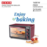 Usha 29 Litre (OTGW 3629R) Oven Toaster Grill (Wine &amp; Matte Black) 1600 W