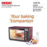 USHA 3635Rc 35L Oven Toaster Grill With Rotisserie And Convection For 360 Degree Even Cooking, 6 Mode Heating Function(Wine &amp; Matte Black), 1600 Watts, 35 liter