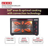USHA 3635Rc 35L Oven Toaster Grill With Rotisserie And Convection For 360 Degree Even Cooking, 6 Mode Heating Function(Wine &amp; Matte Black), 1600 Watts, 35 liter