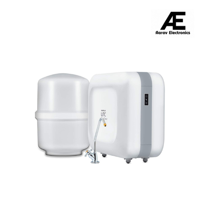 Havells UTC Alkaline Water Purifier with 360-degree rotation Faucet, Cu+Zn+Alkaline+natural minerals, 8 stage Purification, 8L Plasto-Steel tank, Double UV Purification tech.(RO+UV), (Grey and White)