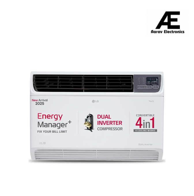 LG 2 Ton 4 Star Wi-Fi DUAL Inverter Window AC (Copper, Convertible 4-in-1 cooling, 4 Way Air Swing, HD Filter, UW-Q24WWYA, White)