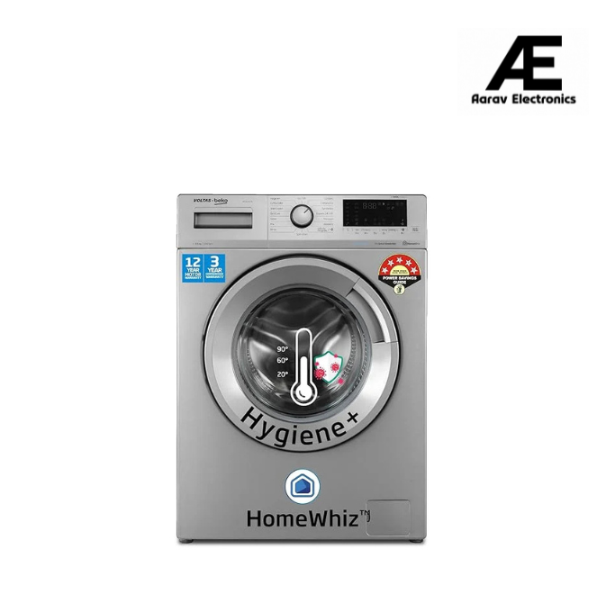 Voltas Beko 6.5kg, Inverter, 5 Star Front Load Washing Machine (WFL6512VTSS, Silver), Steam Wash,Stain Expert