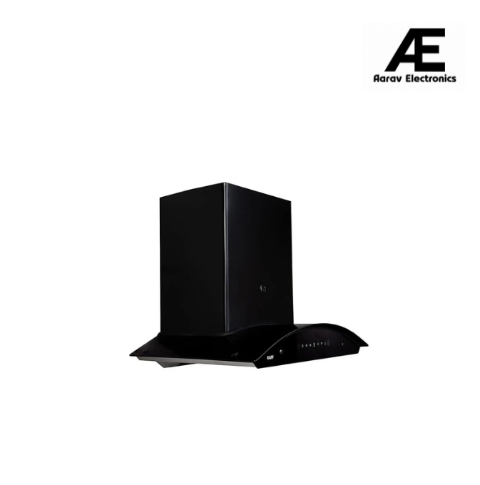KAFF 60 CM Filter-less Auto Clean Curved Glass Kitchen Chimney, 1250 m3/hr Suction Capacity with Motion Sensor, Touch Control, Black Glass Clad Hood with LED Insignia (VASCO DHC 60, Black)