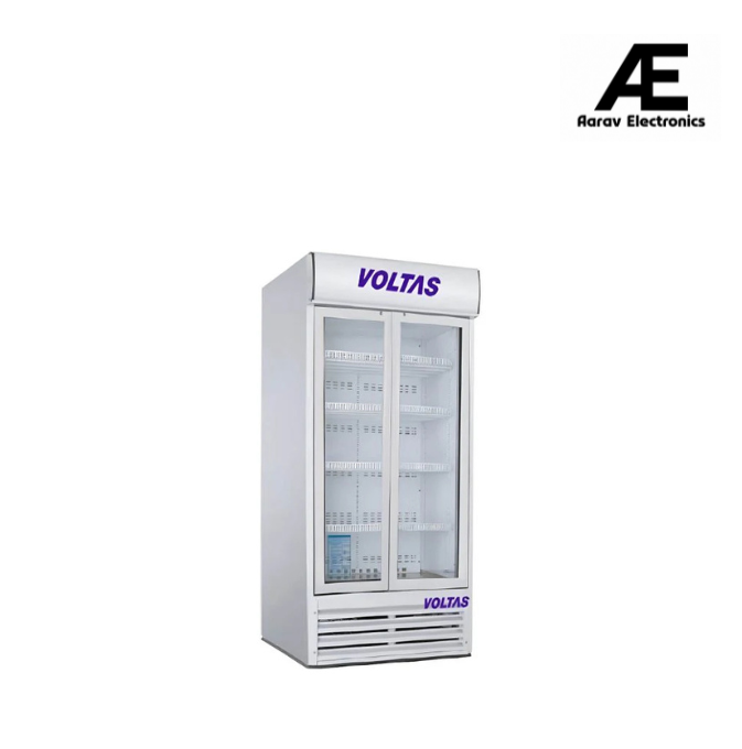 Voltas 988 Liter Double Door Visi Cooler with Self-closing glass door, 10 adjustable shelves and Lock and Drain for easy cleaning, White, VC GT 1000 DDV (5410752)