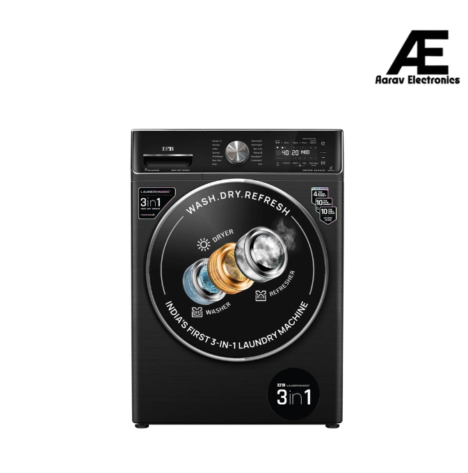 IFB 8.5 Kg / 6.5 Kg / 2.5 Kg 5 Star, Front Load 3-In-1, AI Powered, Fully Automatic Washer Dryer Refresh (2023 Model, Laundrimagic, Executive ZXB, 9 Swirl Wash, Eco Inverter Technology, Black)