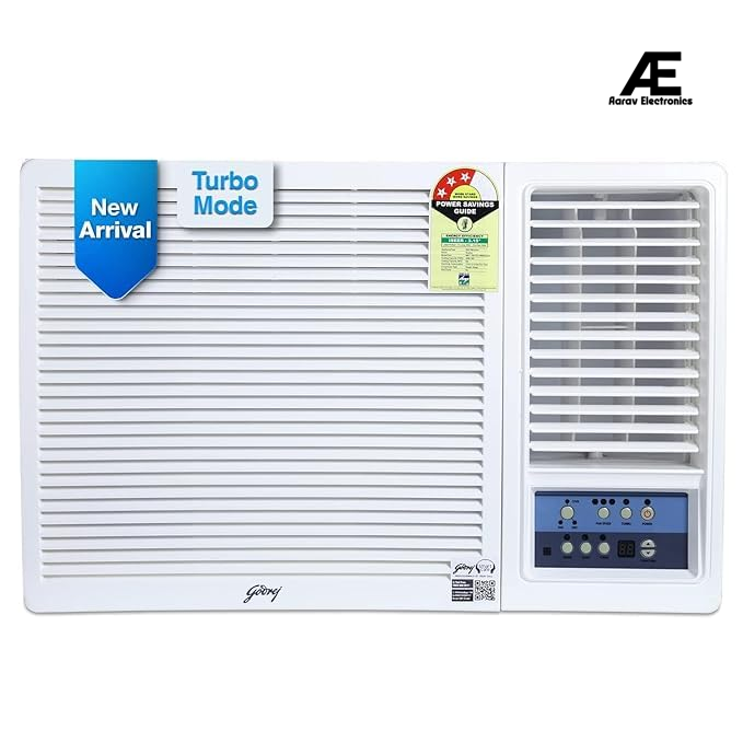 Godrej 1.5 Ton 3 Star, Turbo Mode Window AC (Copper, Anti-Dust Filter, Anti-Freeze Thermostat, AC 1.5T WFC 18UTC3-WWB Window, White)
