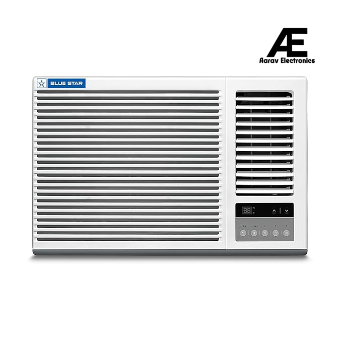 Blue Star 1.5 Ton 3 Star Fixed Speed Window AC (Copper, Turbo Cool, Fan Modes-Auto/High/Medium/Low, Hydrophilic Blue Fins, Dust Filters, Self-Diagnosis, WFE318P, White)