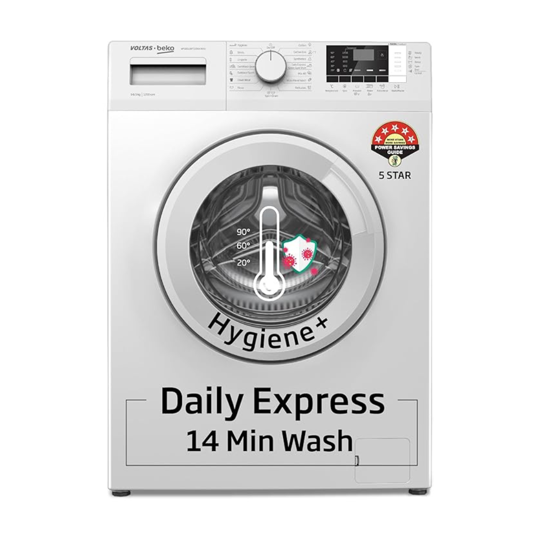 Voltas Beko, A Tata Product 6.5 Kg 5 Star Fully Automatic Front Loading Washing Machine, WFL6512B7CUSKA/WXV, White, In-Built Heater)