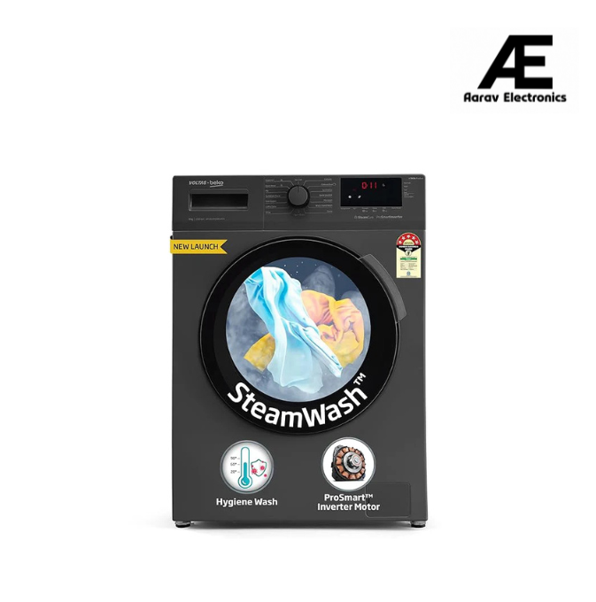 Voltas Beko, A Tata Product 7 Kg 5 Star Inverter Quick wash Fully-Automatic Front Loading Washing Machine (WFL7012B7JVBKA/AXV, Anthracite, In buit Heater/Hygiene steam)